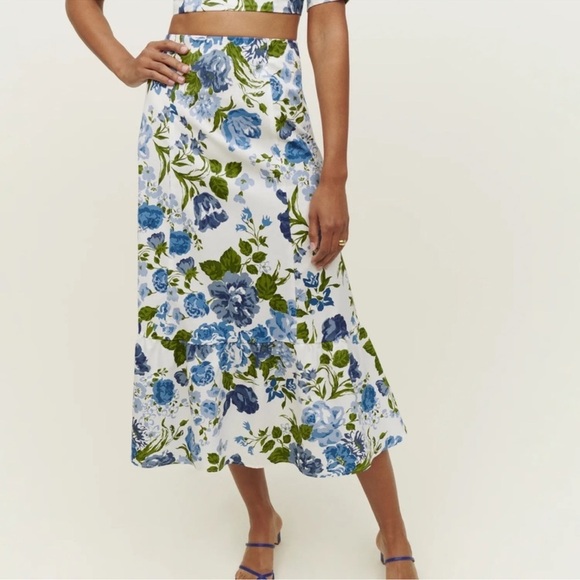 NWOT REFORMATION Sunnie Lucca Floral Skirt set Two Piece sz 2 - Picture 5 of 12